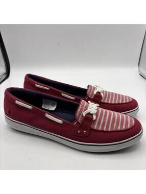 Grasshoppers Women Size 9.5 N Striped Red White Memory Foam Shoes Slip On Loafer